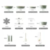 Nonstick Ceramic Rock Cookware Set Handle Removable Green