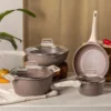 Nonstick Pan Cookware Set PFOA Free Non-Stick Coating Milk Pan Frying Pan with Lid Suitable for All Stove