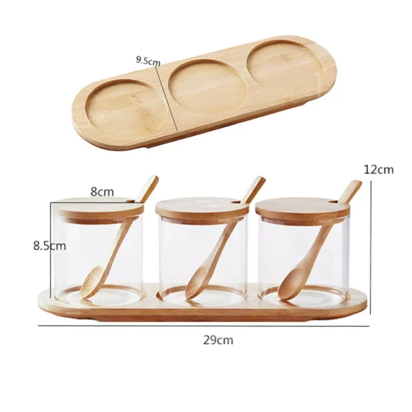 3IN1 Condiment Container Set Spice Glass Jar